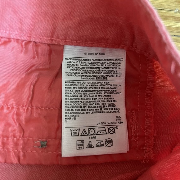 Banana Republic Women's Size 2 Pink Linen Cotton Blend Chino Casual 4" Shorts - Picture 3 of 9